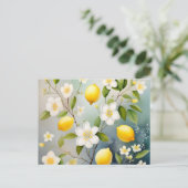 Carte Postale Fleurs de citron délicates à l'aquarelle (Debout devant)