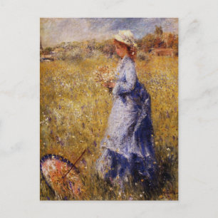 Carte Postale Fleurs de collecte de filles par Renoir