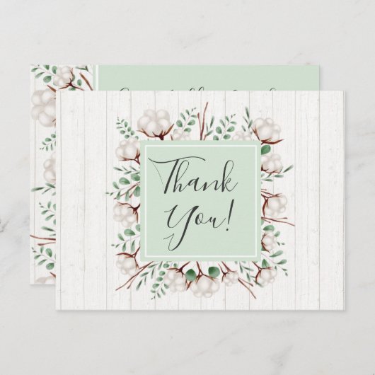 Carte Postale Fleurs de coton rustiques du Sud sur Merci de bois (Devant / Derrière)