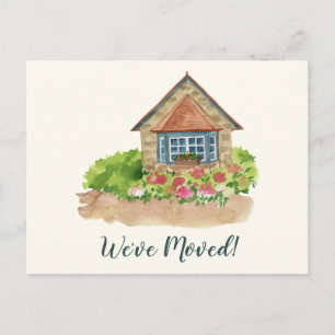 Carte Postale Fleurs de cottage à l'aquarelle Nouvelle adresse d