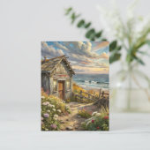 Carte Postale Fleurs de cottage de plage côtière (Debout devant)