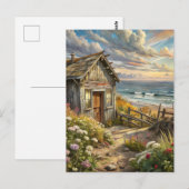 Carte Postale Fleurs de cottage de plage côtière (Devant / Derrière)