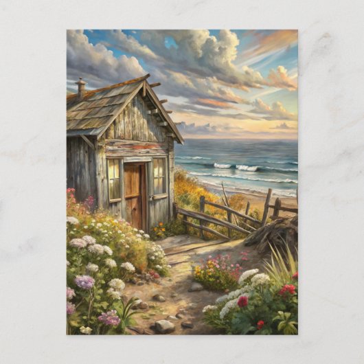 Carte Postale Fleurs de cottage de plage côtière (Devant)