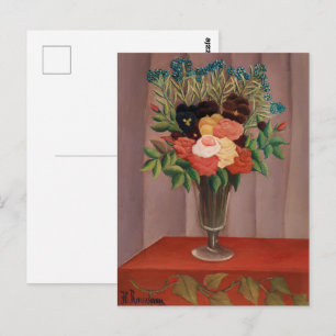 Carte Postale Fleurs de cottage vintage Henri Rousseau français