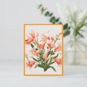 CARTE POSTALE FLEURS DE COULEUR PÊCHE #1 (Debout devant)