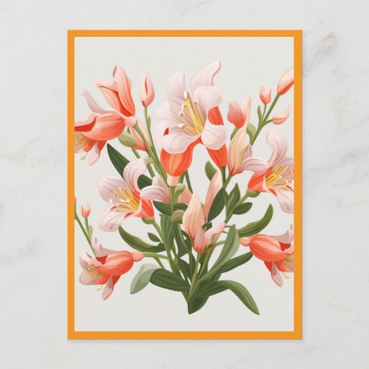 CARTE POSTALE FLEURS DE COULEUR PÊCHE #1 (Devant)