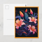 CARTE POSTALE FLEURS DE COULEUR PÊCHE #2 (Devant / Derrière)