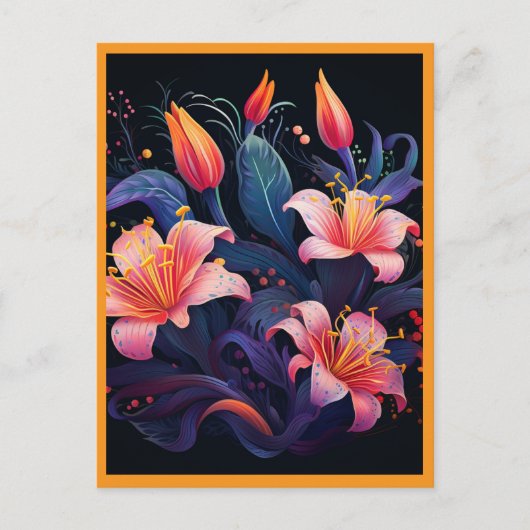 CARTE POSTALE FLEURS DE COULEUR PÊCHE #2 (Devant)
