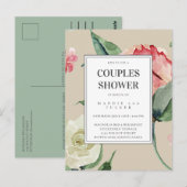 Carte Postale Fleurs de crème rose pâle Fête des mariées d'aquar (Devant / Derrière)