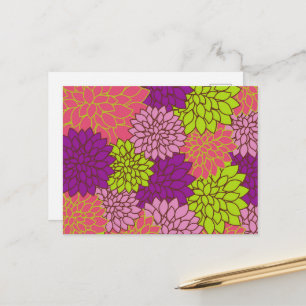 Carte Postale Fleurs de Dahlia, Fleurs Colorées, Motif Floral