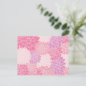 Carte Postale Fleurs de dahlia, motif de fleurs, dahlia rose (Debout devant)