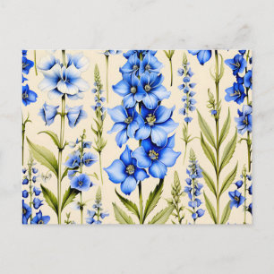 Carte Postale Fleurs de Delphinium bleu botanique