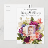 Carte Postale Fleurs de deuil Rose rose Orchidée violette (Devant / Derrière)