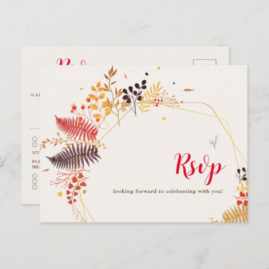 Carte Postale Fleurs de forêt sauvage Mariage de feuillage de ch (Devant / Derrière)