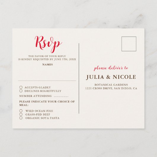 Carte Postale Fleurs de forêt sauvage Mariage de feuillage de ch (Dos)