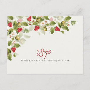 Carte Postale Fleurs de fraises rouges sucrées Mariage