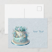 Carte postale Fleurs de Gâteau Bleu (Devant / Derrière)