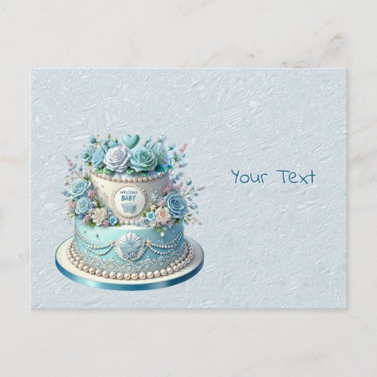 Carte postale Fleurs de gâteau bleues (Devant)