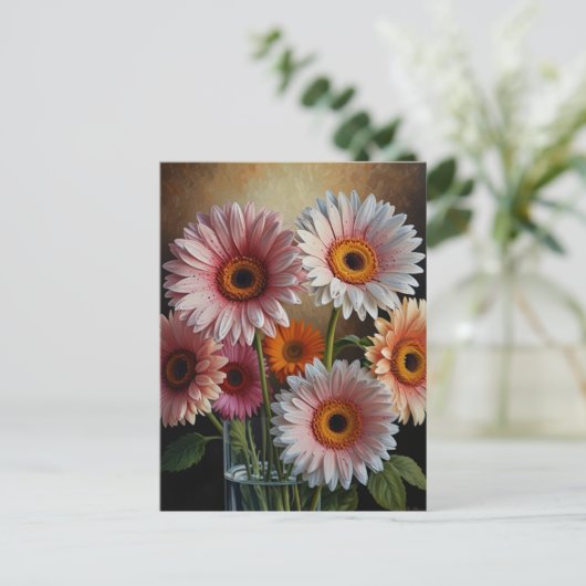 Carte Postale fleurs de gerbera (Debout devant)