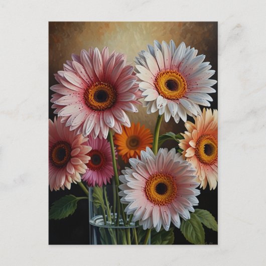 Carte Postale fleurs de gerbera (Devant)