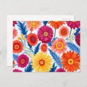 Carte Postale Fleurs de Gerbera Colorées Floral (Devant / Derrière)