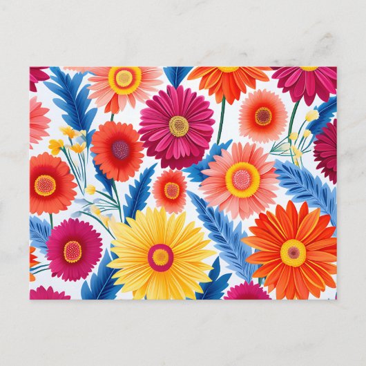 Carte Postale Fleurs de Gerbera Colorées Floral (Devant)