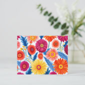 Carte Postale Fleurs de Gerbera Colorées Floral (Debout devant)