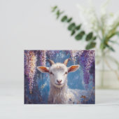 Carte Postale Fleurs de glycine chèvre et violet (Debout devant)