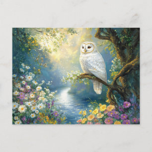 Carte Postale Fleurs de hibou enchantées et forêt