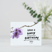 Carte Postale Fleurs de Jacaranda Violettes Anniversaire (Debout devant)