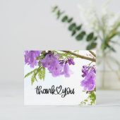 Carte Postale Fleurs de Jacaranda violettes Merci (Debout devant)