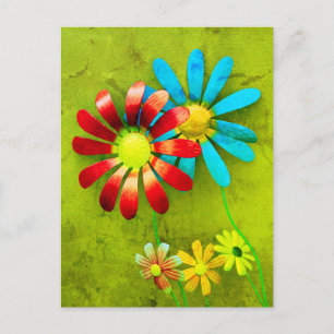 Carte Postale Fleurs de jardin en métal rustique