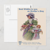 Carte Postale Fleurs de la mère et de la fille victoriennes Fête (Devant / Derrière)