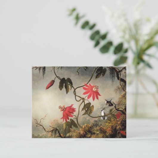 Carte Postale Fleurs de la passion avec colibris (Debout devant)