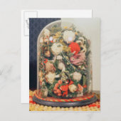 Carte Postale Fleurs de laine victorienne dans un coque en verre (Devant / Derrière)