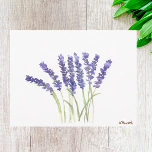 Carte Postale Fleurs de lavande aquarelle violet Floral rustique