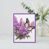 CARTE POSTALE FLEURS DE LAVANDE AVEC PAPILLON (Debout devant)