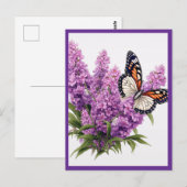 CARTE POSTALE FLEURS DE LAVANDE AVEC PAPILLON (Devant / Derrière)