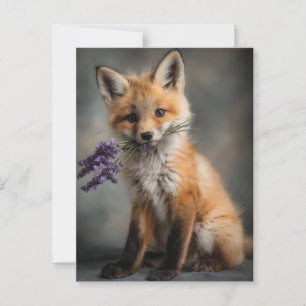 Carte Postale Fleurs de lavande fermées pour kit Fox adorable