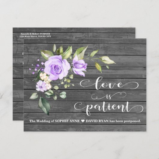 Carte Postale Fleurs de lavande Vieux Mariage de grange reportée (Devant / Derrière)