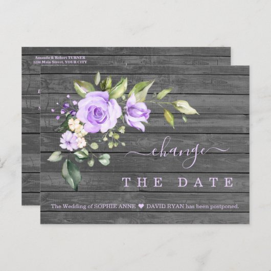 Carte Postale Fleurs de lavande Vieux Mariage de grange reportée (Devant / Derrière)