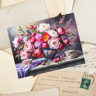 Carte Postale Fleurs de l'élégance : pivoines orientales de bouq