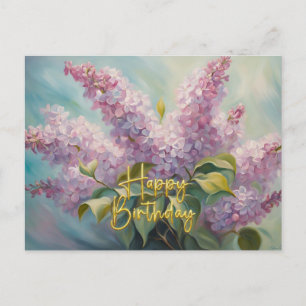 Carte Postale Fleurs de lilas rose Joyeux Anniversaire 