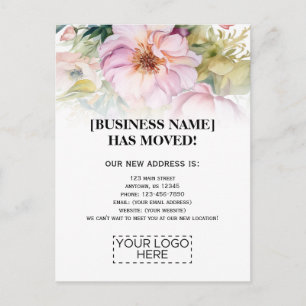 Carte Postale Fleurs de logo Faire-part de déplacement d'entrepr