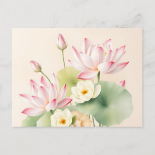 Carte Postale Fleurs de lotus apaisantes en aquarelle