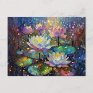 Carte Postale Fleurs de lotus délicates s'épanouissant dans la n