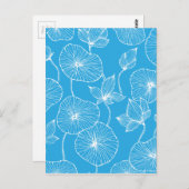 Carte Postale Fleurs de Lotus Feuilles Bleues Blossom (Devant / Derrière)