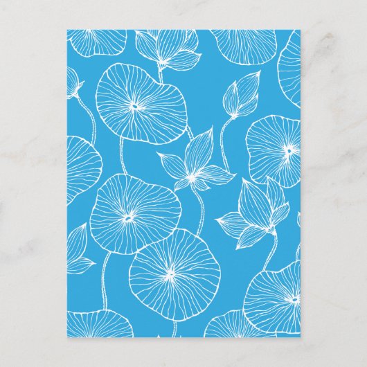 Carte Postale Fleurs de Lotus Feuilles Bleues Blossom (Devant)