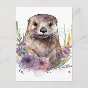 Carte Postale Fleurs de loutre et de violet