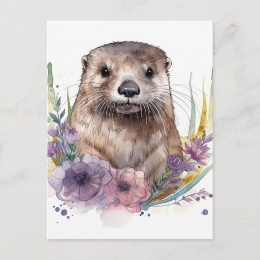 Carte Postale Fleurs de loutre et de violet (Devant)